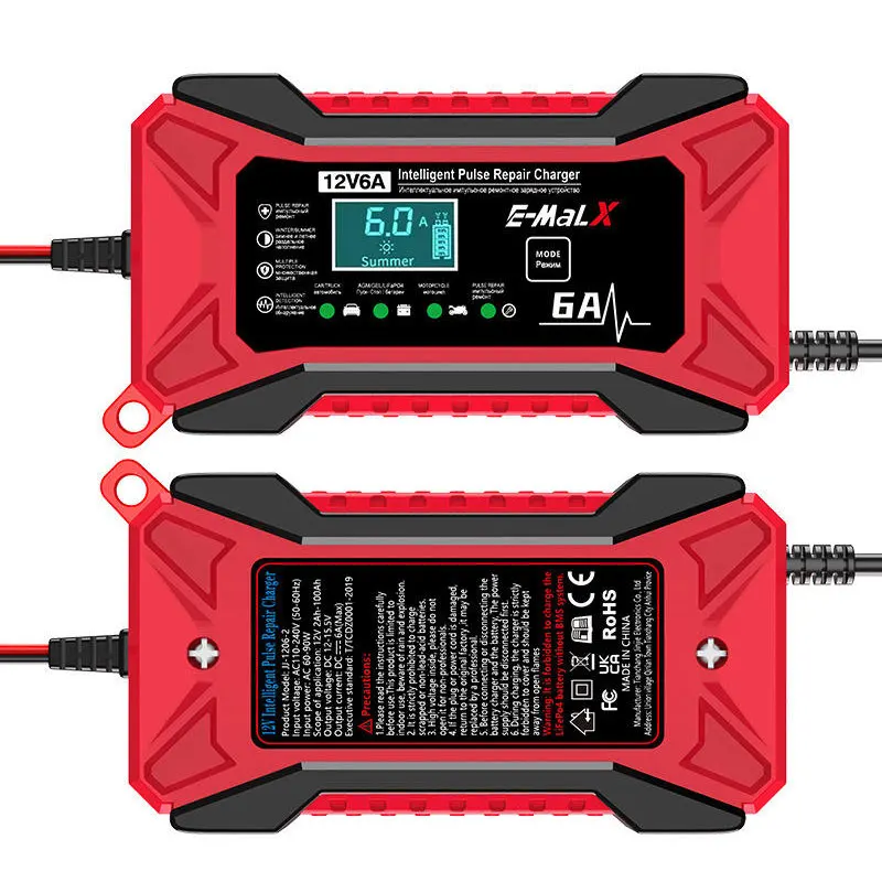 

Зарядное устройство для автомобильных аккумуляторов 6А 12В и мотоциклетных аккумуляторов 14.6В LiFePO4, свинцово-кислотных аккумуляторов, с функцией интеллектуального импульсного восстановления и поддержания заряда