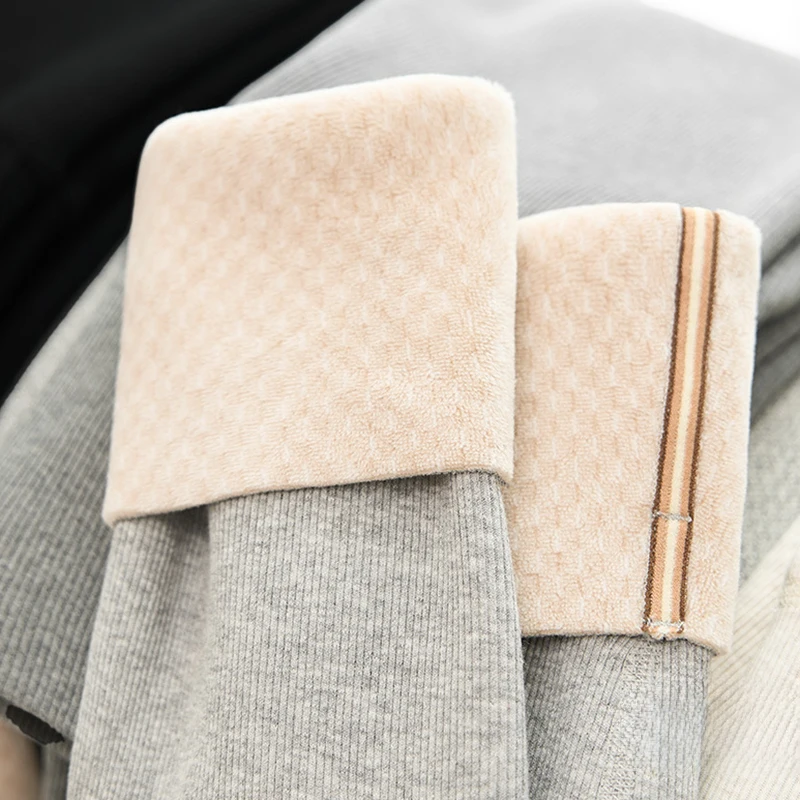 Autumn Winter Slim Fit Warm Ribbed Leggings Women High Waist  Leggings for Woman Out Wear Korean Thicken Women's Winter Clothes