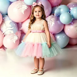 Girl Ruffles Princess Party Dress Toddler Infantil Wedding Prom Gown Kids Evening Bridesmaid Tulle 1 Years Birthday Pink Dresses