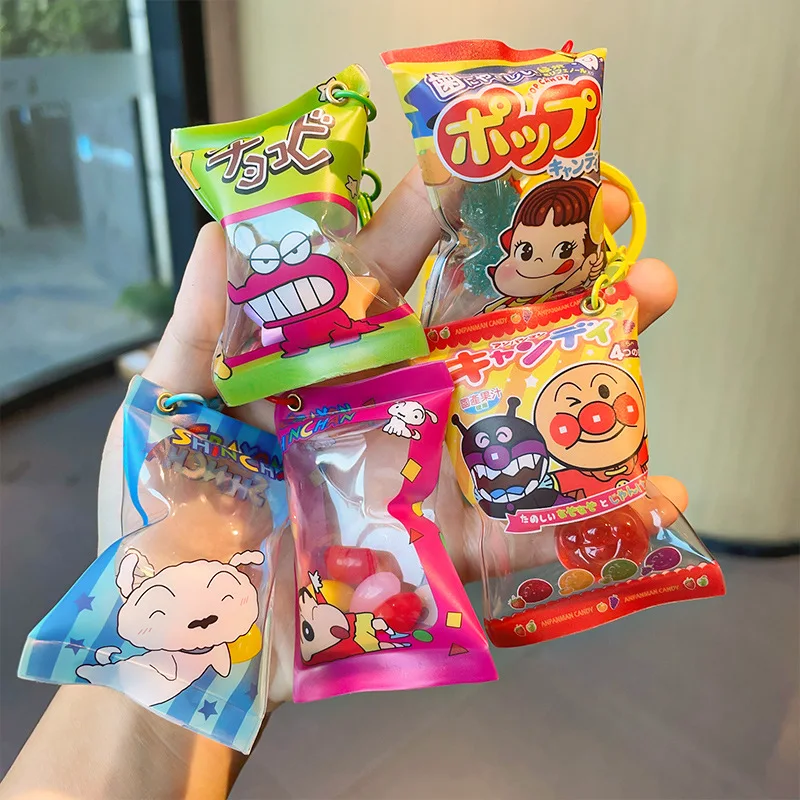 Bolso inflable de dibujos animados para niños, bolsa con colgante de crayón, Shin-chan, Fujiya, Anpanman, piruleta, fruta, Colección, regalo, nuevo patrón