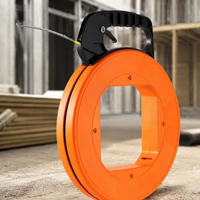 Tire-câble, 60,96 m x 4,7 mm, tire-câble en fibre de verre avec boîtier et poignée optimisés, outil de tirage de câbles convivial, tire-câble spiralé pour câbles muraux et électriques, non conducteur
