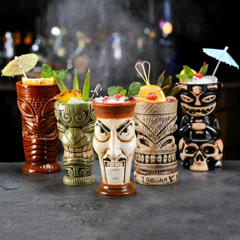 Ceramic Bar Hawaii Tiki Mugs,Cocktail Beer Glass,Martini Glasses,Beverage Mugs,Creative Funny Cup,Coffee Cups,Home Decor Gift