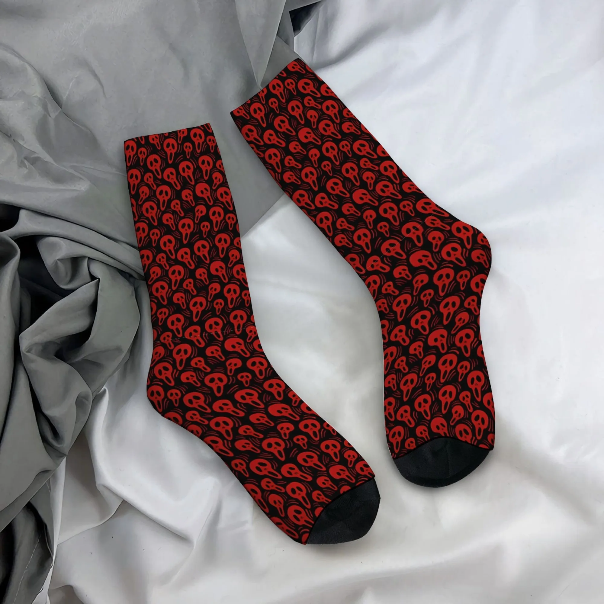 Screaming Ghost Face Socks Durable Lightweight Smooth Men's Socks Cycling Hiking Camping Crazy Rock Novel Fashion Graphic Socks