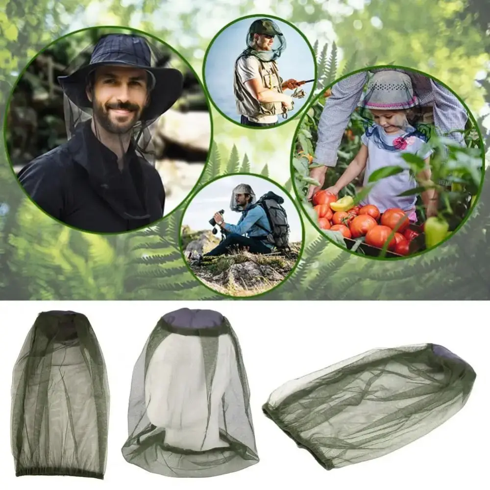 Portable Breathable Mosquito Net Cap Unisex Adjustable Insect Repellent Cap Sunshade Face Mask Outdoor Face Head Protector