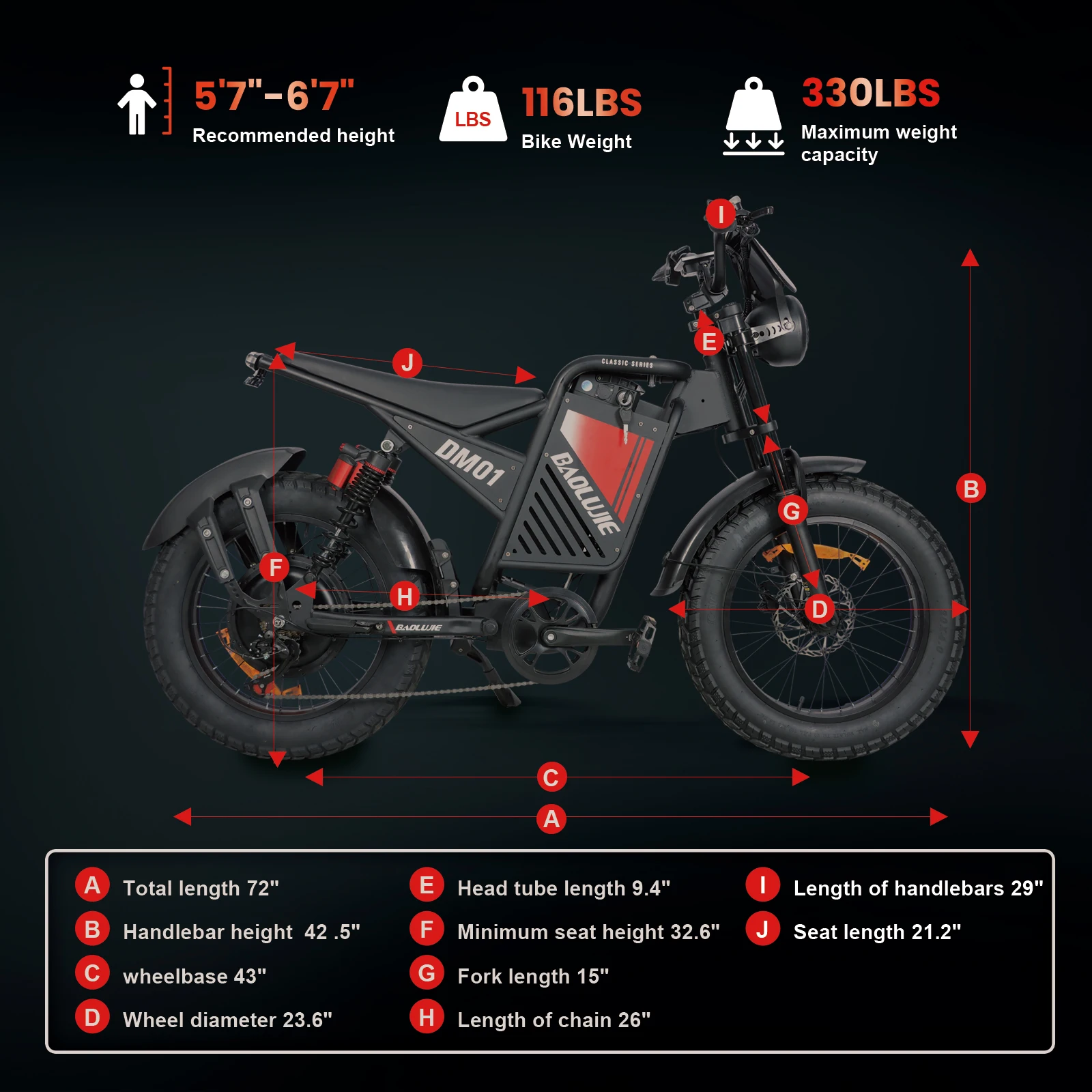 EBIKE 2025 محرك BLJ-DM01 جديد 2000 وات بطارية 60 فولت 30 أمبير، إطارات عريضة 20 بوصة، فرامل هيدروليكية، امتصاص الصدمات الأمامية والخلفية.