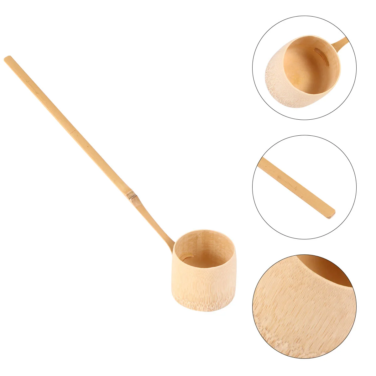 

Bamboo Spoon Bailer Dipper Japanese Style Water Ladle Tea with Long Handle Metal Wooden Natural