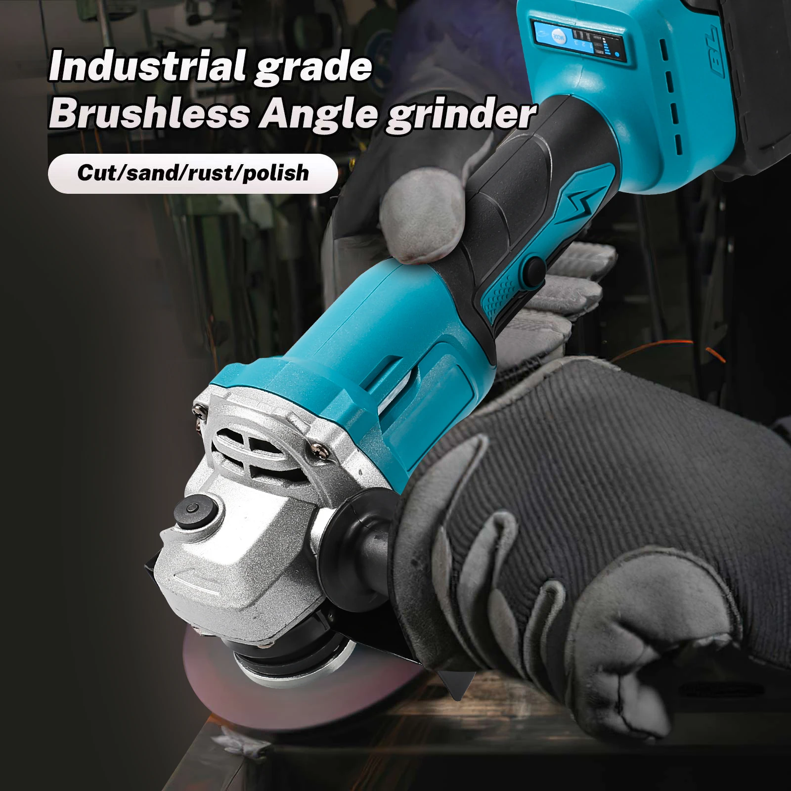 21V 125mm bürstenloser Winkelschleifer, 3-Gang-Akku-Schneidemaschine, 13000 U/min max., kompatibel mit 2 Makita-Akkus, Werkzeug zum Polieren von Holz/Metall