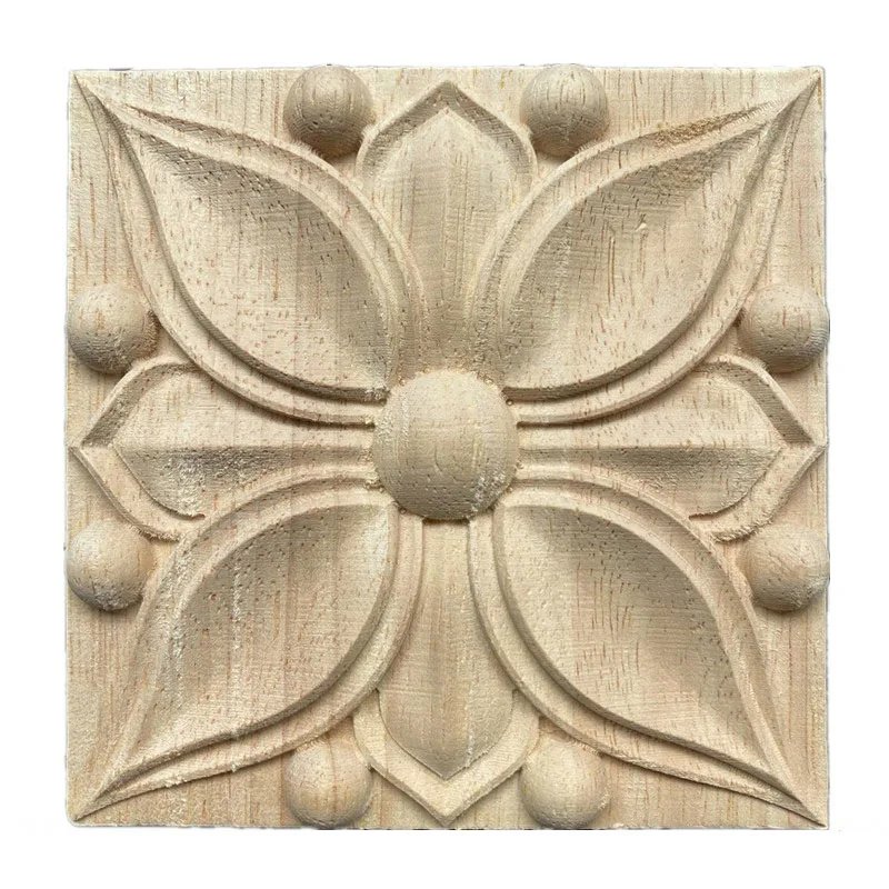 5/10PCS 5-8cm Square Unpainted Wood Carved Decal Corner Onlay Applique Frame for Home Furniture Wall Cabinet Door Decor Crafts