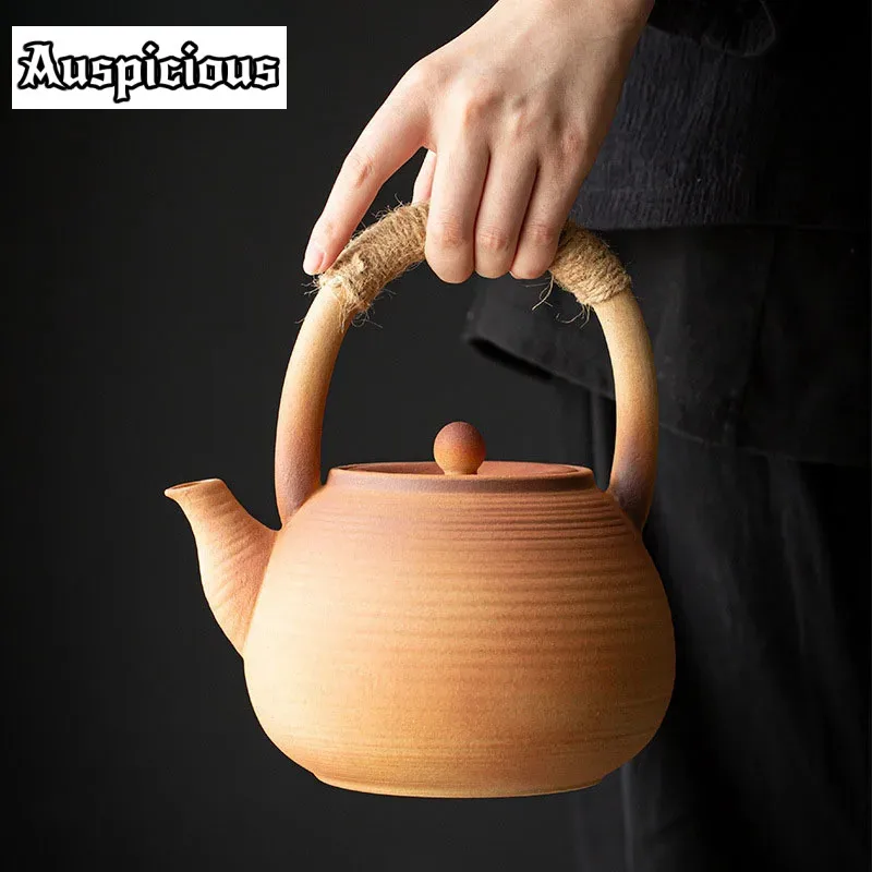 

Coarse Ceramic Loop-handled High-capacity Teapot Japanese Style Handmade Kungfu Tea Mug Maker Teakettle Household Drinkware Gift