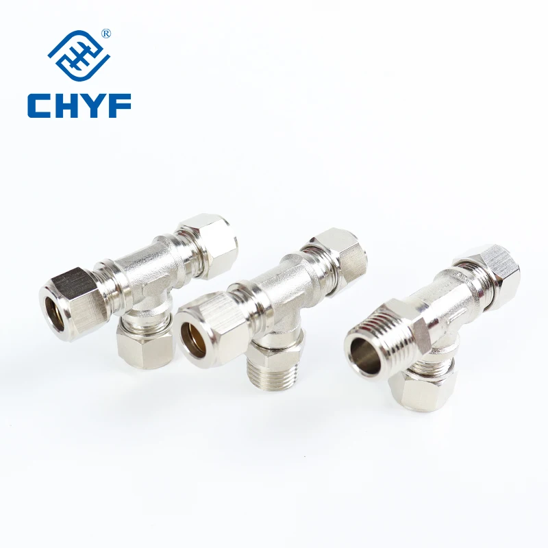 PE TKT Series Brass Pipe fittings Quick Mini Connector T-shaped tee joint Pneumatic Connectors brass fittings