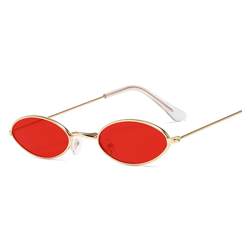 Candy Blue Red Small Oval Sunglasses Women Vintage 2020  Brand Shades Metal Sun Glasses For Female Fashion Designer Streetwear