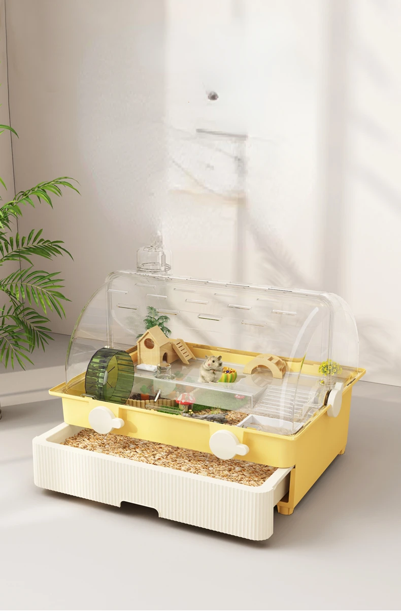 Super large luxury villa for hamster cage, autumn and winter drawer style basic gold wire bear acrylic transparent breeding box