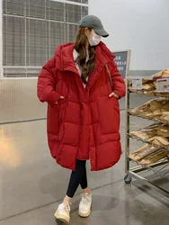 Chaqueta acolchada con capucha para mujer, a prueba de viento, gruesa, cálida, con Bolsillo grande, chaquetas de nieve simples, abrigos de plumas, invierno, nuevo, 2024