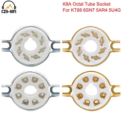 8pin K8A Octal Ceramic Tube Socket Valve Base for EL34 KT88 6V6 6SL7 5AR4 6L6 6V6 6CA7 Vintage Audio Amplifier DIY PCB Mount