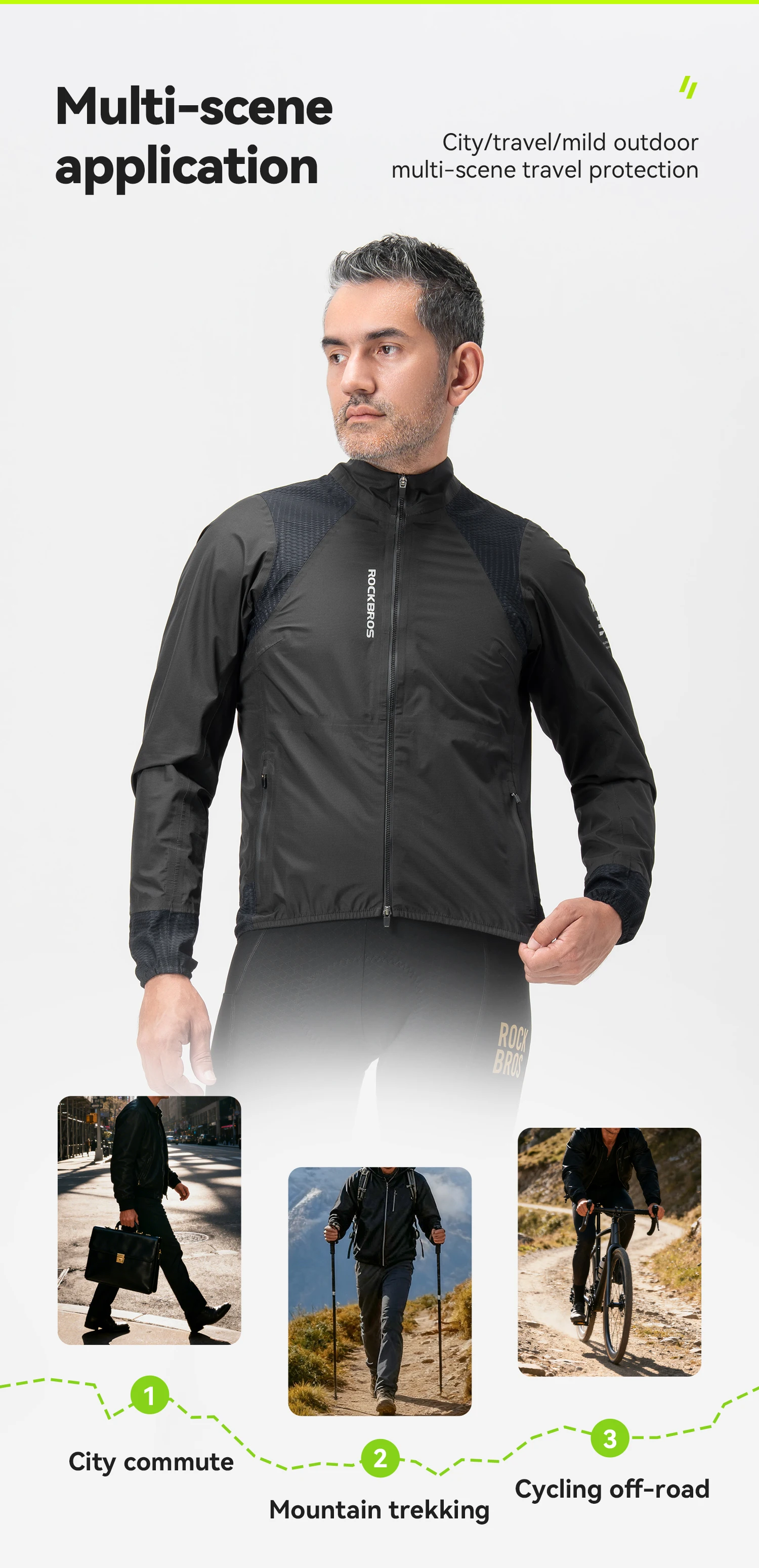 ROCKBROS Regenjacke Warme Sportliche Wasserdichte Jacke Outdoor Schnelltrocknende Atmungsaktive TPU-Laminierjacke Wander- und Fahrradbekleidung – Detail 3