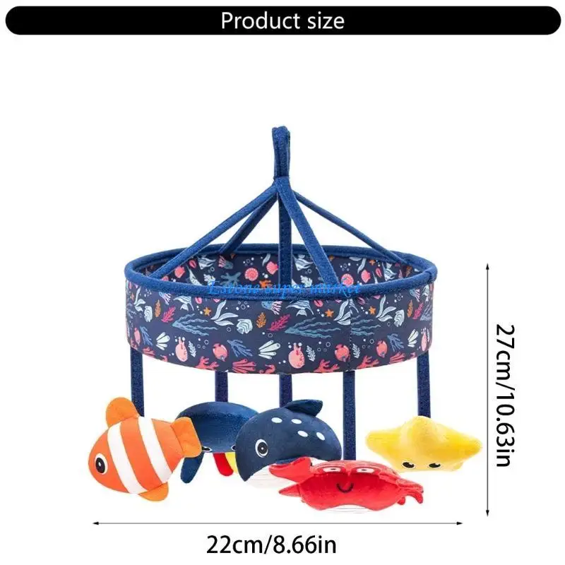 090B Rotierendes Ozean-Themen-Babybett-Mobile Beruhigendes Musik-Plüschspielzeug Automatische Spin-Funktion zur Beruhigung des