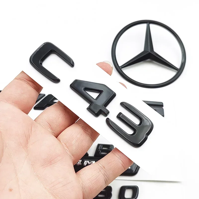 

3D ABS Black C43 Logo Letters BITURBO 4MATIC Badge Car Rear Star Sticker BITrunk AMG Emblem For Mercedes Benz AMG W205 W206 C205