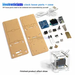 ESP8266 Mini Electronic Clock Diy Kit 0.96 Inch Oled Display Support 2.4G Wifi Networking With Case Fun Diy Soldering Loose Part