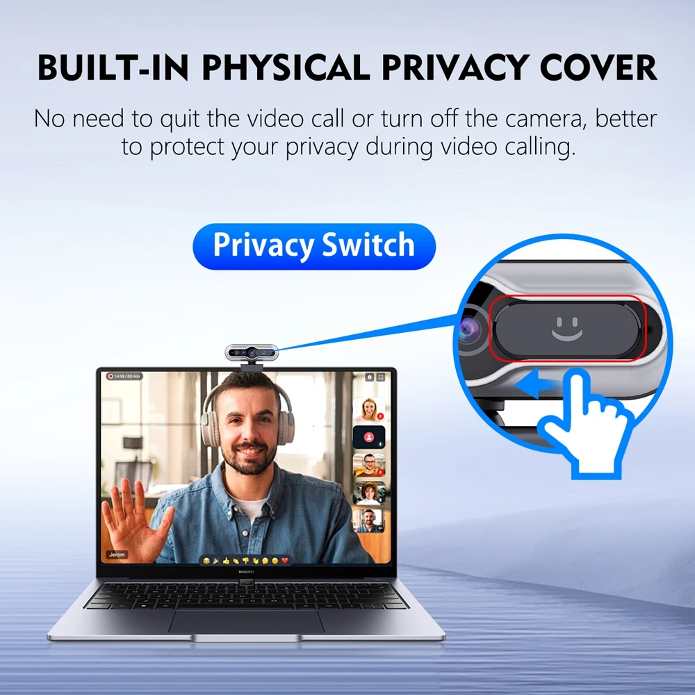 Imagem -05 - Toallin-mini Webcam para Laptop Câmera Web Usb Compatível com Windows Hello Reconhecimento Facial com Capa de Privacidade 2k