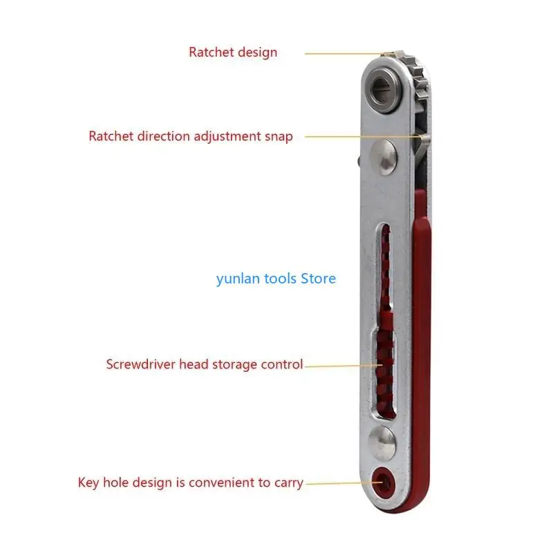 50 Practical Mini Ratchet Wrench Double-Way Pocket Clorde Hexagon Torx Bidirectional Contrôle pour véhicule vélo 1/4 mm)