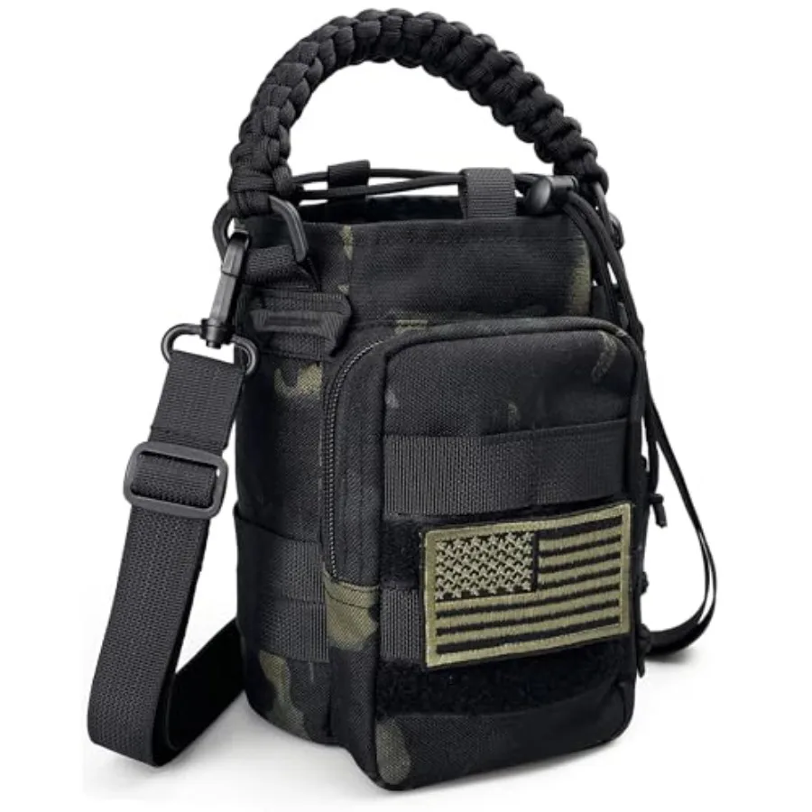 

Water Bottle Sleeve - Water Jug Holder with Strap Cross-Body Bottle Carrier with MOLLE System Tactical Military Style Bag