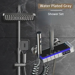 샤워세트 LED Atmosphere Lamp Shower Set Bathroom LED Digital Thermostatic Mixer Shower System Bathtub 해바라기 기수전세트샤워기Shower Faucet Set