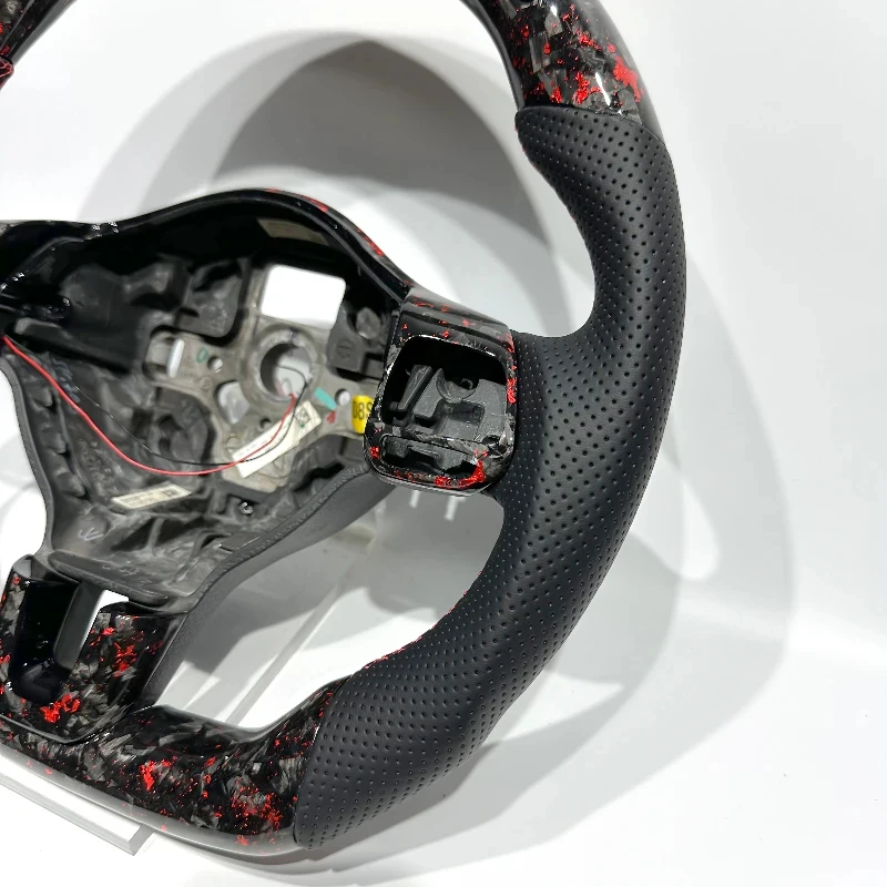 

Suitable Customized Steering Wheel MK6 5 5.5 Red Forge Carbon Fiber Racing Wheel with LED and Perforated