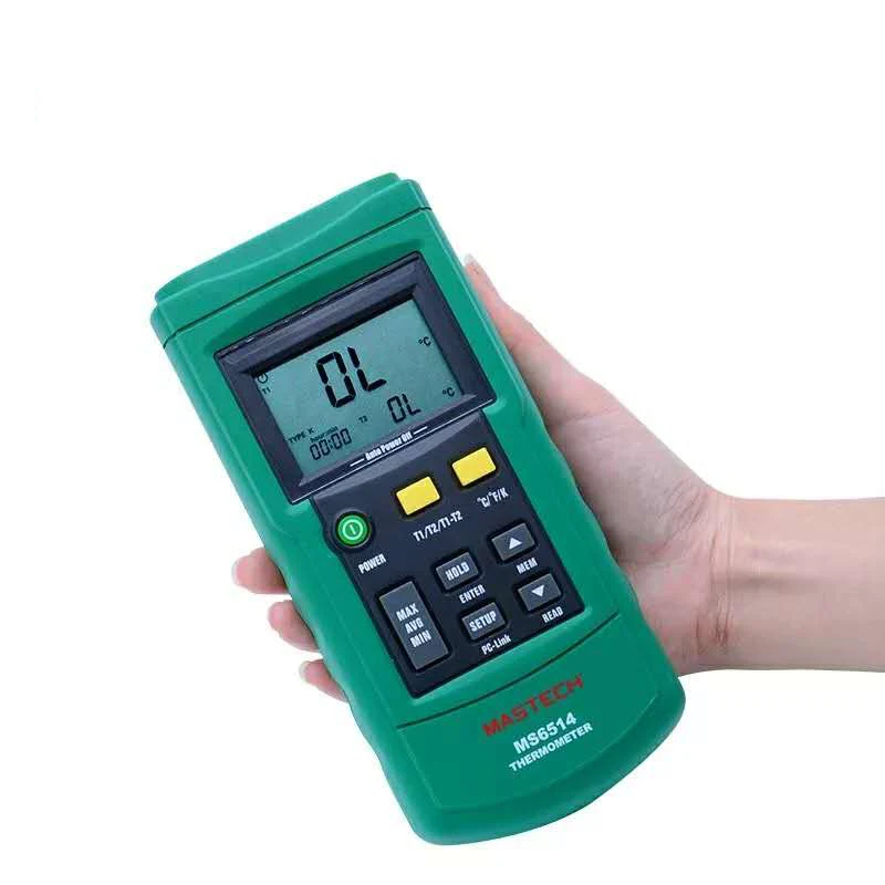 MasTech MS6514 Digital Thermometer Data Logger Dual Channel Temperature Tester USB Interface 1000 Sets Data KJTERSN Thermocouple