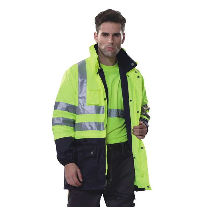 Reflective Outdoor Work Cold-proof Jacket with Cotton Liner Cotton-padded Clothes Men's Winter Thickened Warm Workwear