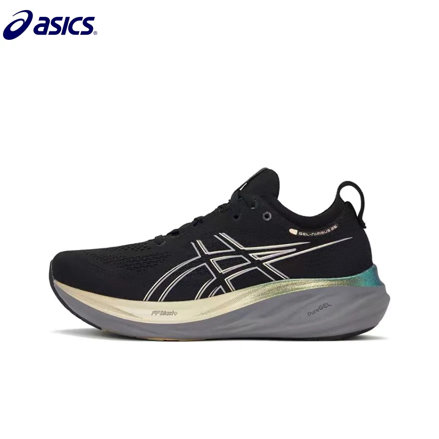 حذاء الجري Asics Nimbus 26 الأصلي للرجال وسادة الاستقرار Asics أحذية رياضية للجنسين باللون الأبيض