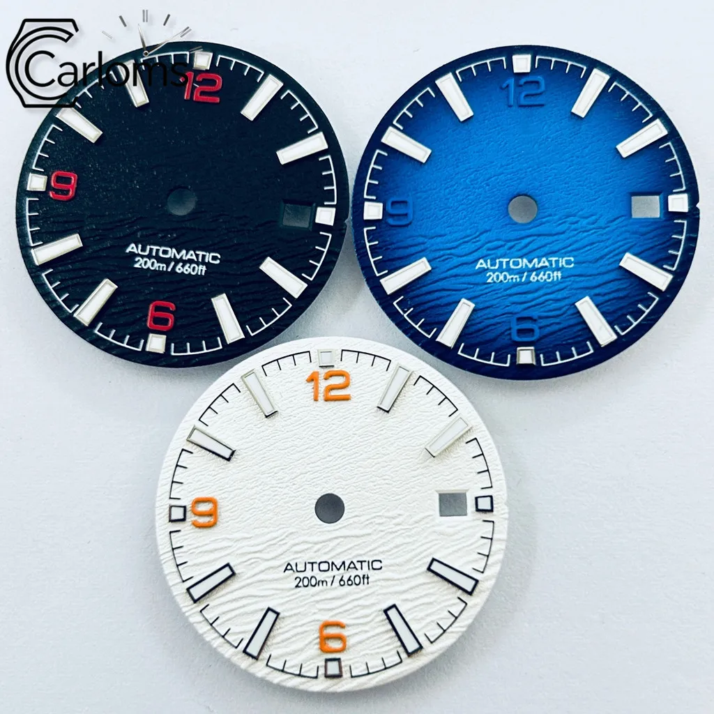 29mm NH35 Uhrenzifferblatt Grün Leuchtend Schwarz Blau Grün Steriles Uhrenzifferblatt Hochwertige Uhrenmodifikationsteile – Detail 1