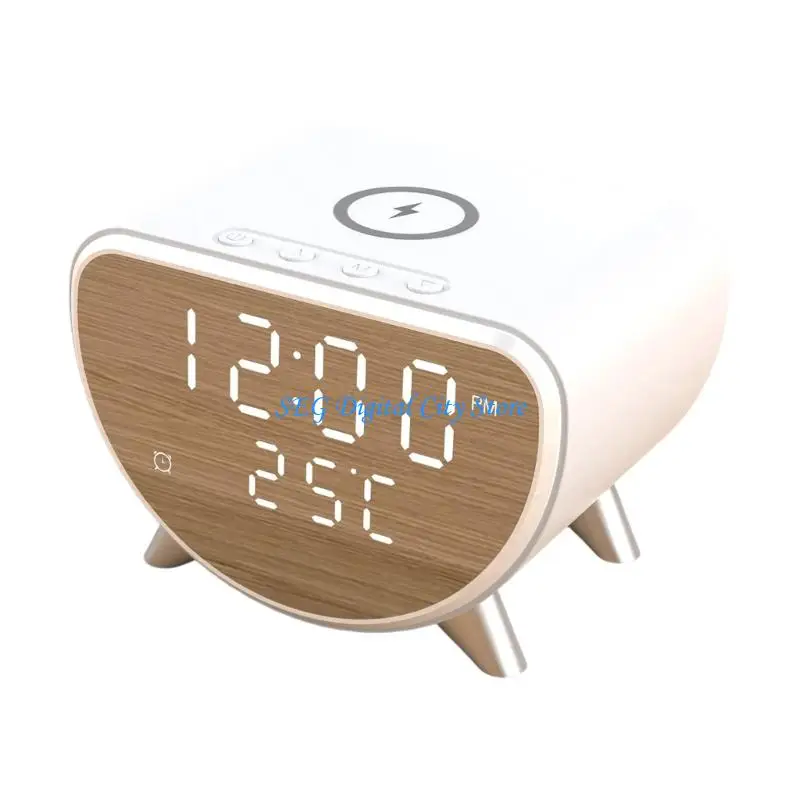 Picture 3: U75B Bedside Alarm Clock with 15W Wireless Charging, LED Screen and Indoor Temperature Display for Daily Desks