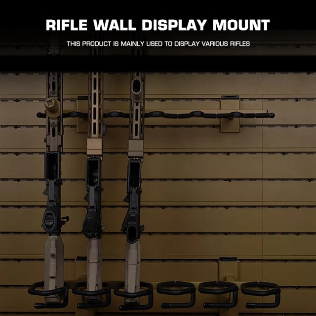 Tactical Rifle Mounted Wall Display Panel Holders Indoor Hardwood Wall-mounted Gun Racks for Long Guns and Long Pistols