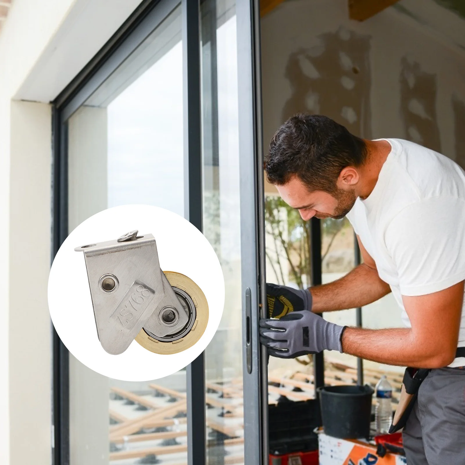 

2pcs Bearing Copper Wheel Sliding Door Roller Window Track Heavy Duty Load Smooth Quiet Wide Diameter Durable Rust Resistant