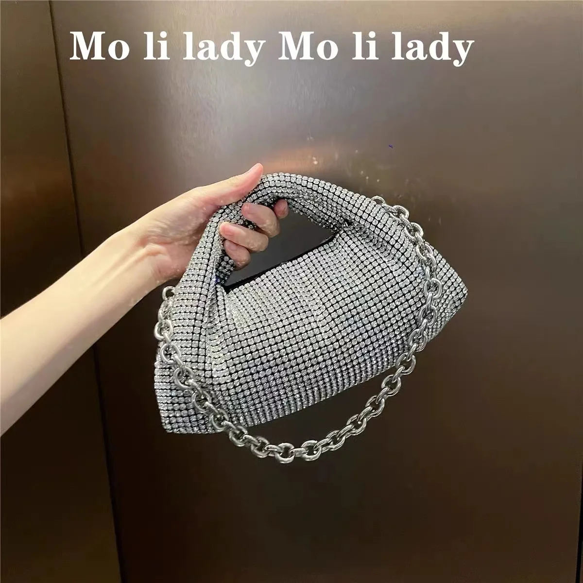 

High Quality Crystal Shiny Rhinestones Diamond Evening Bag Wedding Party Clutch Purse Women Glitter Handbag Shoulder Chain Bag