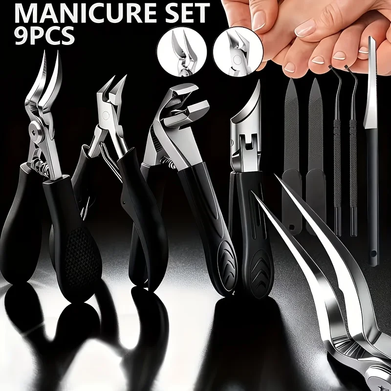 

Набор прочных ножниц (1-9 шт.) с пилкой для ногтей, набор для ухода за ногтями из нержавеющей стали | Подходит для вросших и толстых ногтей - пилка для ног