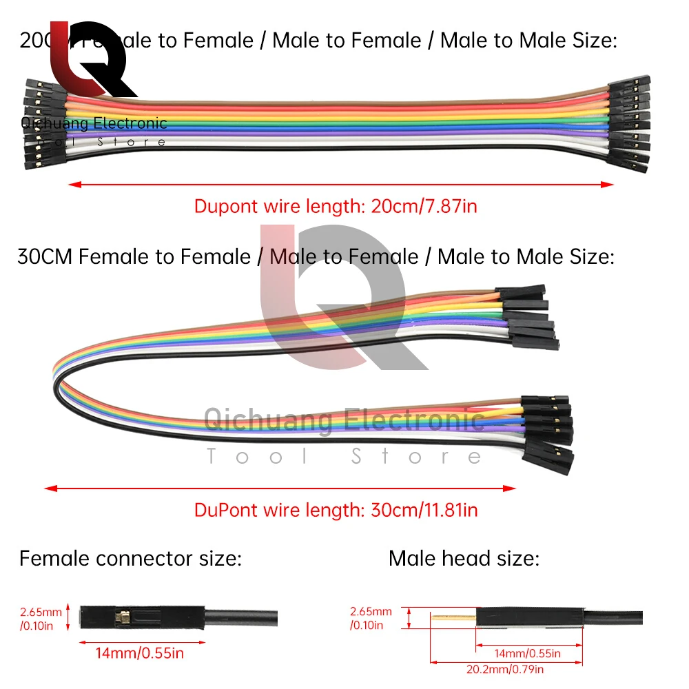 Pure Copper Dupont Wire Thickened 28 Core Female to Female Male to Female Color Cable 2.54 Terminal Connection Wire Gold-plated