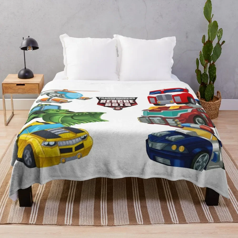 

Transformers Rescue Bots Vechicles Throw Blanket Loose Flannel Fabric Sofa Extra Large Throw Blankets