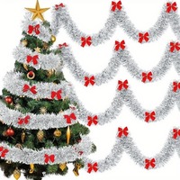 2M Gold Tinsel Garland Christmas Decoration Xmas Tree Pendant Walll Rail for Home Decor Fall Thanksgiving New Year Gift Ornament