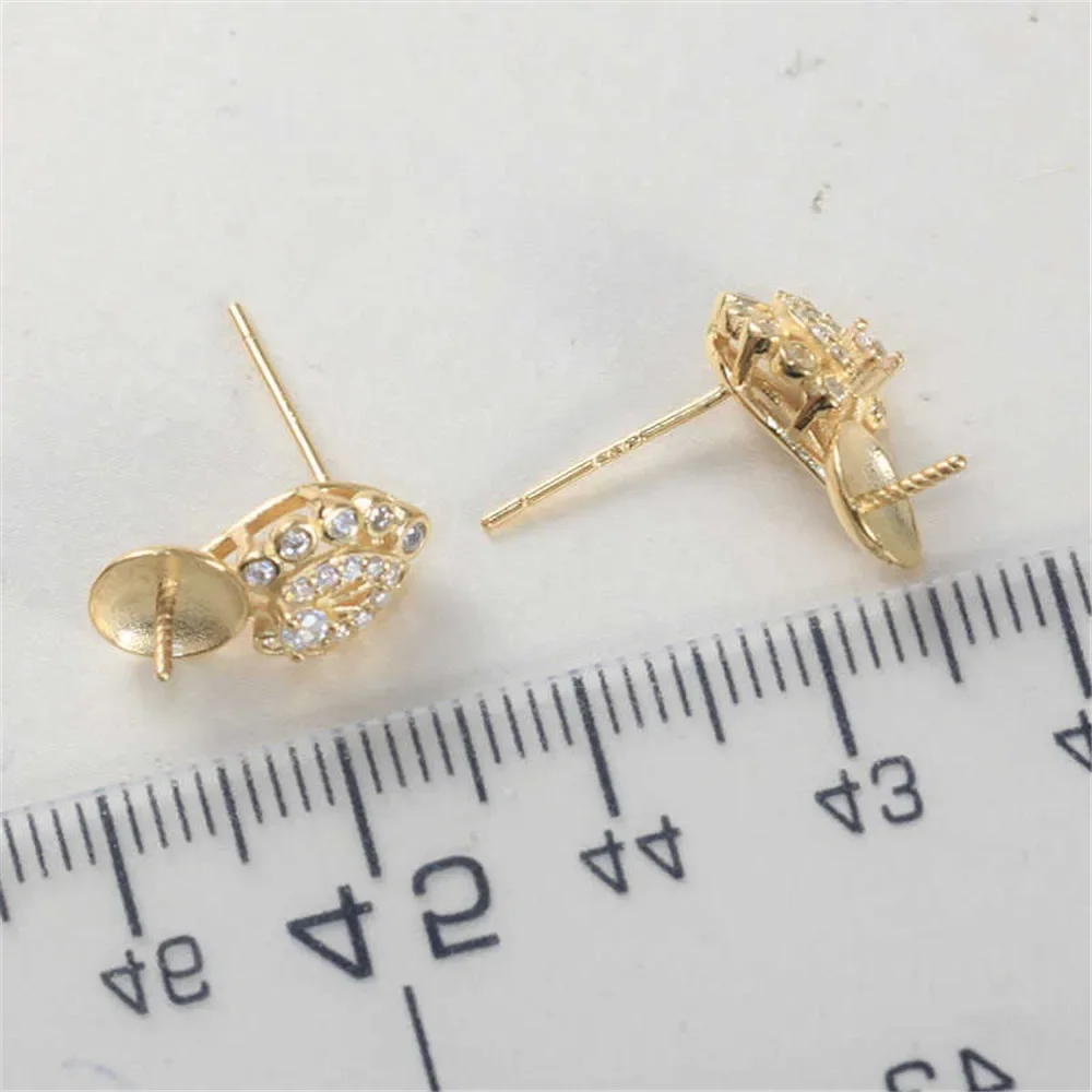 DIY Pearl Accessories New S925 Sterling Silver Light Luxury Diamond Earrings Empty Tray Classical Atmosphere Niche Design Sense
