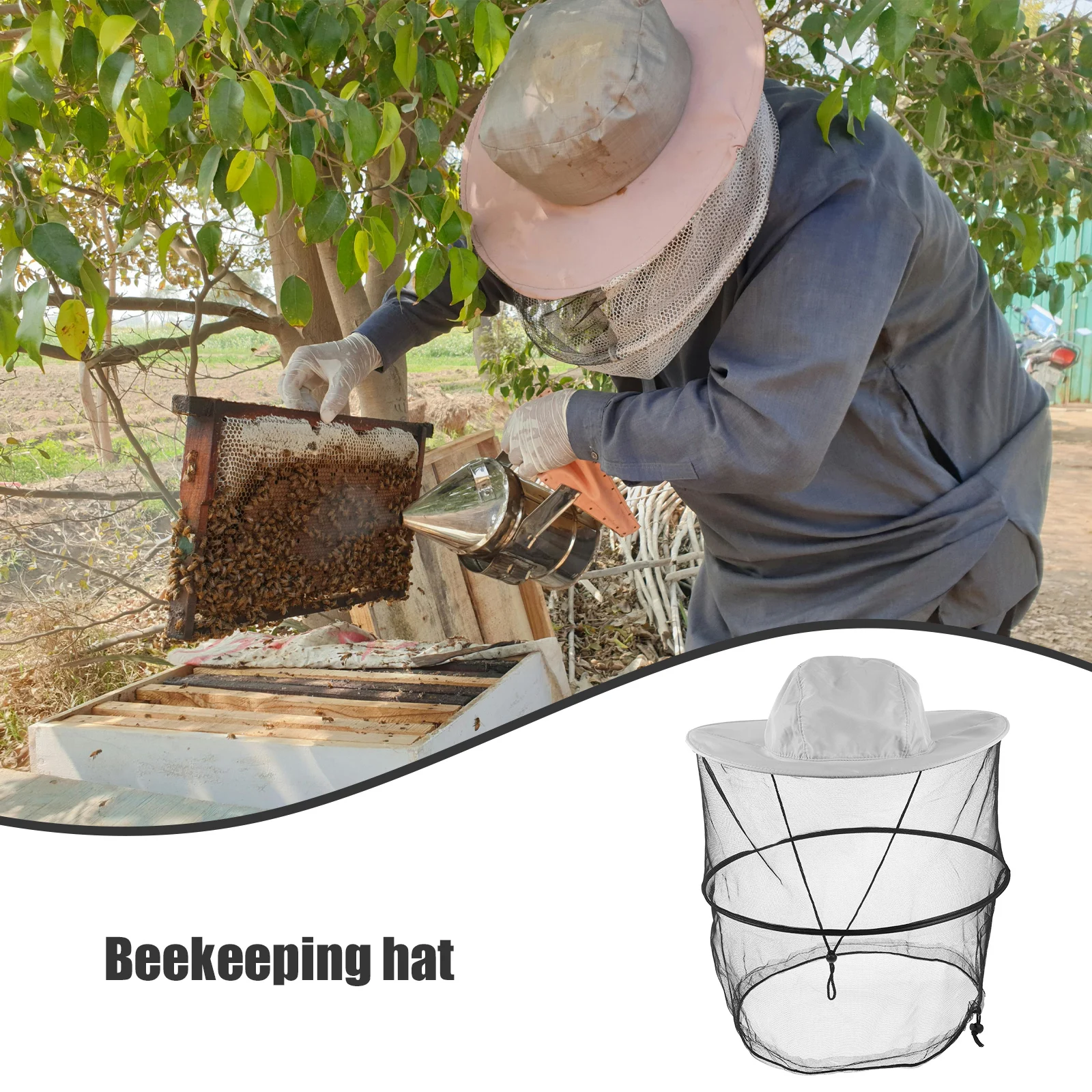 

2pcs Beekeeping Hat Professional Beekeeper Hat Face Covering Wide Brim Neck Flap Durable Polyester Cotton Foldable Sun