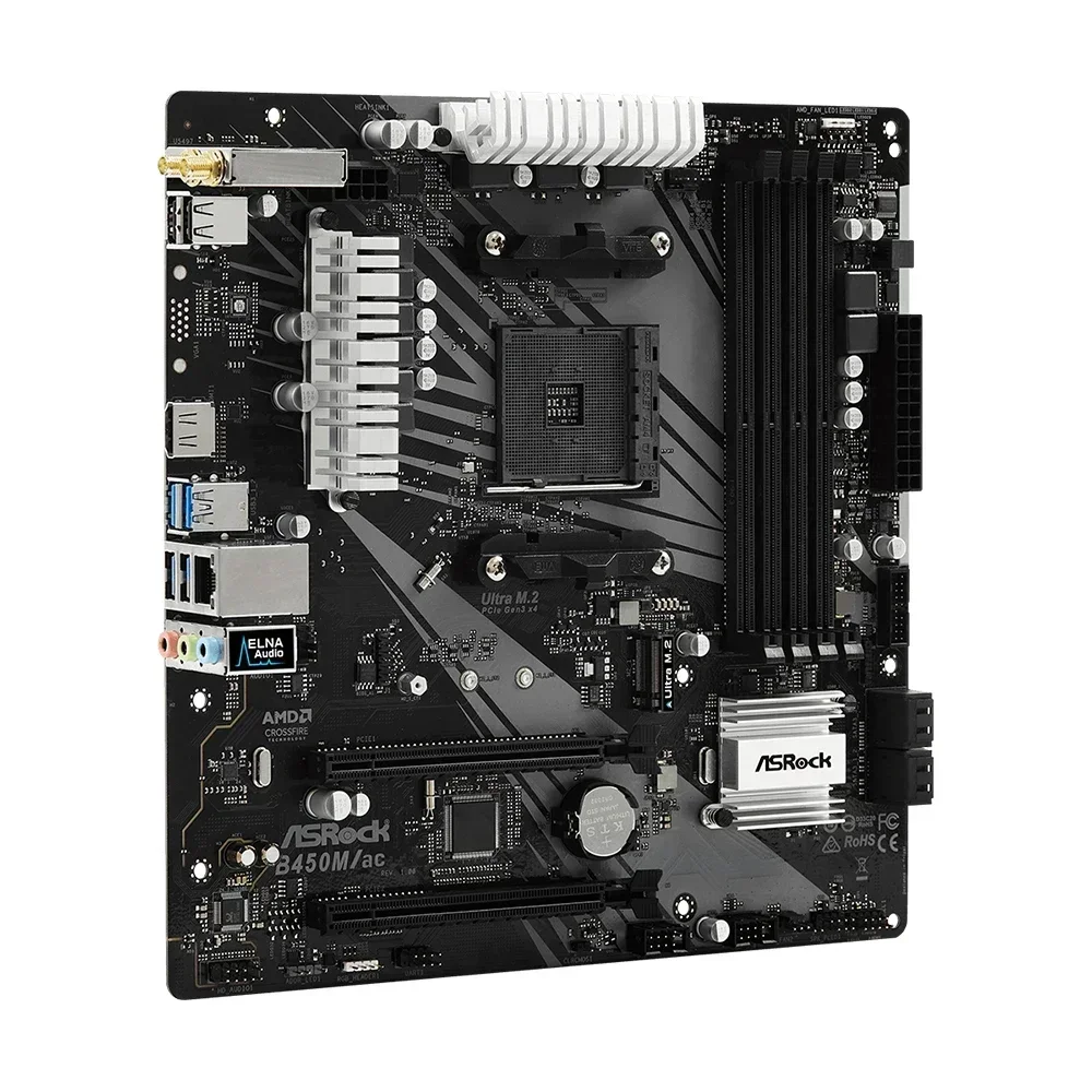 ASROCK B450M/AC Motherboard with R5 5600 and 8GB*2 Supports AMD AM4 Ryzen 9 5900X R5 2600X CPU AMD B450 4xDDR4 PCI 3.0 Micro ATX