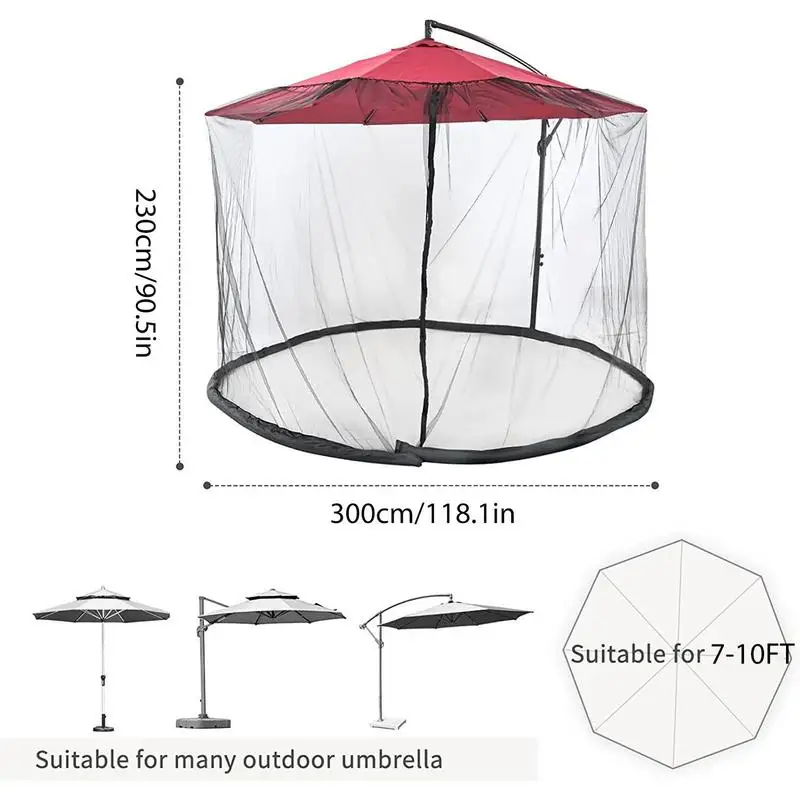 Imagem -06 - Rede de Mosquito Guarda-chuva para Pátio Rede Pendurada Redonda para Cama Porta com Zíper Duplo Pára-sol ao ar Livre Verão