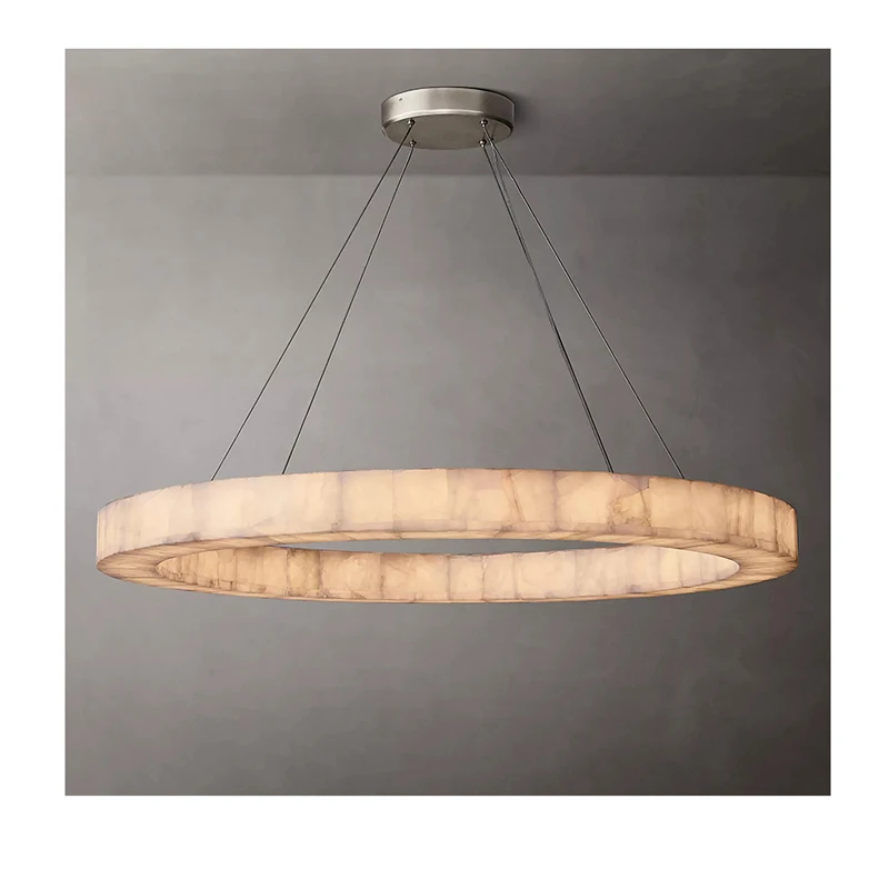 

Build Your Home Led Retro American Marble Ring Black Hanging Lamps Chandelier Lighting 2025 New Trend Lustre For Living Room