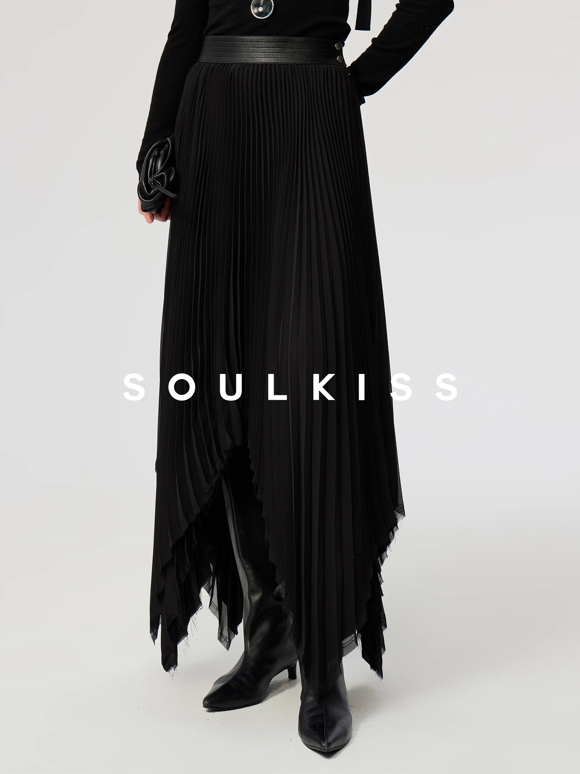 

Soulkiss Faionable Heavy Embellied eepskin Pleated Skirt Midi Skirt Polyester Fabric Commute Appropriate mid Waist