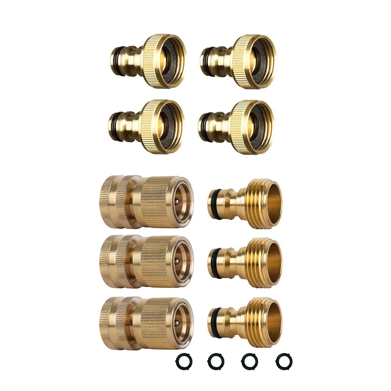 

4Pcs Water Hose Pipe Fitting Tap Male Faucet Connectors, 3/4 Inch & 3 Set Brass Hose Connectors 3/4 Inch