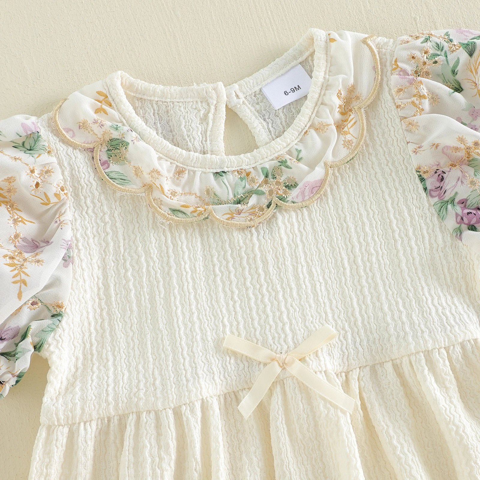 Baby Girls Summer Romper Adorable Flower Embroidery Short Sleeve Round Neck Jumpsuit Sweet Baby Clothing