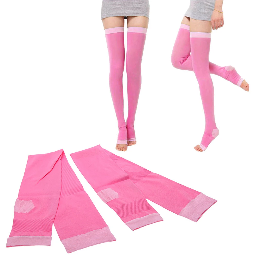 1 Pair Knee Support Leg Brace Women 420D Sleeping Burn Fat Socks Slim Leg Warmer Compression Stockings