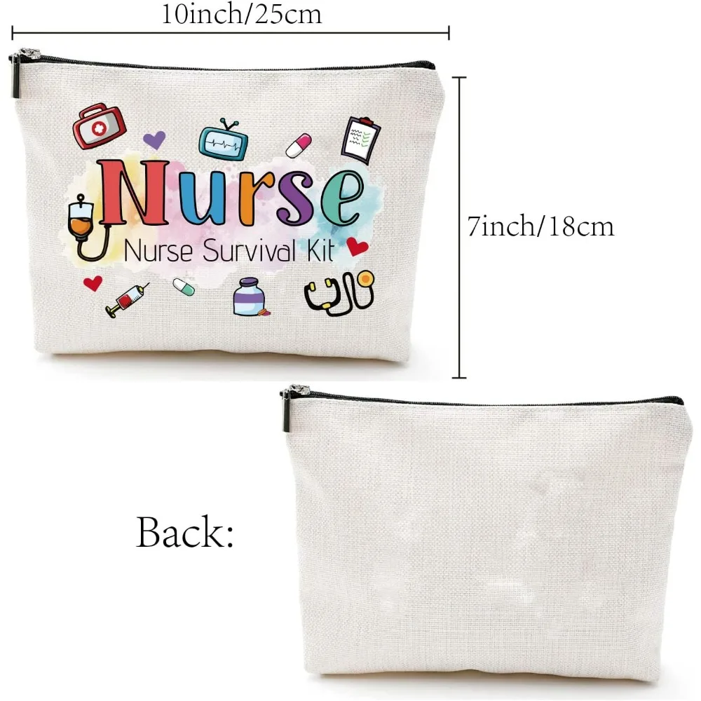 Nurse Practitioner Bag Nurse Survival Kit Bag Polycotton Cosmetic Multi-Purpose Makeup Bag with Zipper Travel Canvas Pouch