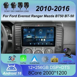 Android 16 Car Radio WiFi 5 For Ford Everest Ranger Mazda BT50 BT-50 2006 - 2010 Wireless CarPlay DSP Car Multimedia GPS Player